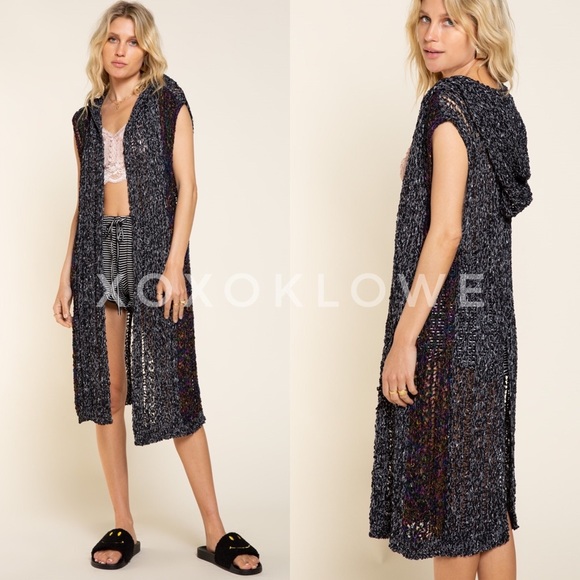 🔥SALE POL Black Sleeveless Hooded Cardigan Sweater Vest - Picture 4 of 12